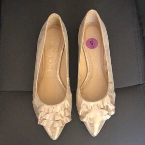 Jack Rogers Gold Flats with Ruffle Detail